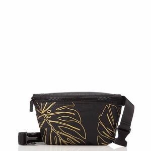 🆕 Aloha Collection Black Lanai Gold Folliage Mini Hip Fanny Pack / Crossbody